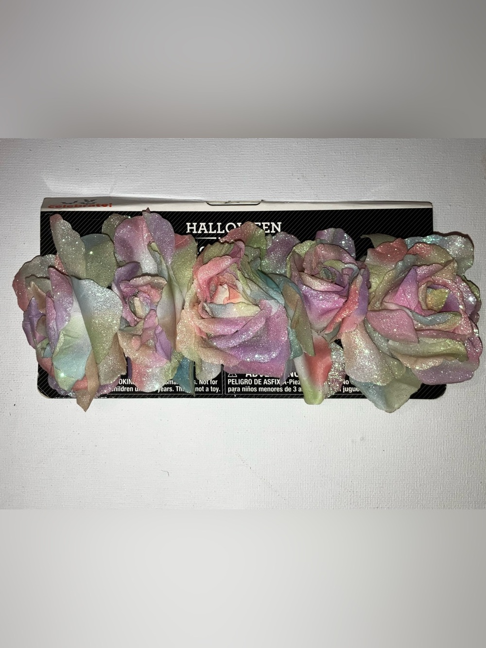 Sparkling Pastel Rainbow Rose Floral Crown headband